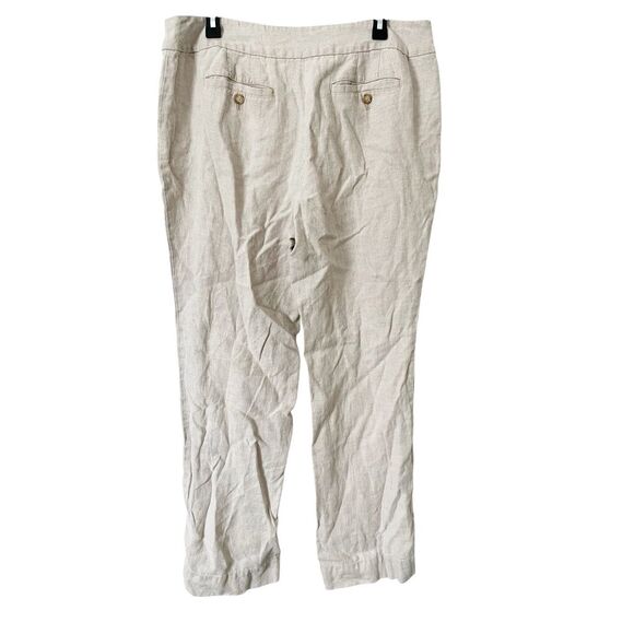Ann Taylor Loft Julie Cream Beige 100% Linen Wide Leg Trouser Pants Size 14 - Picture 3 of 5